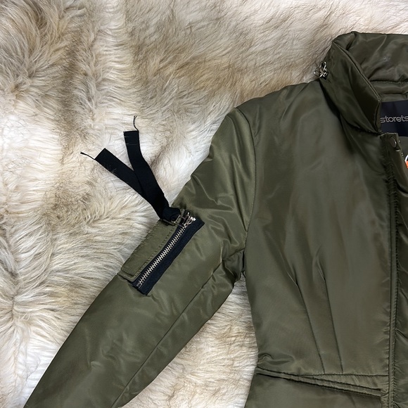 Storets Army Green Puffer Zipper Jacket Coat XS/S - Picture 10 of 17